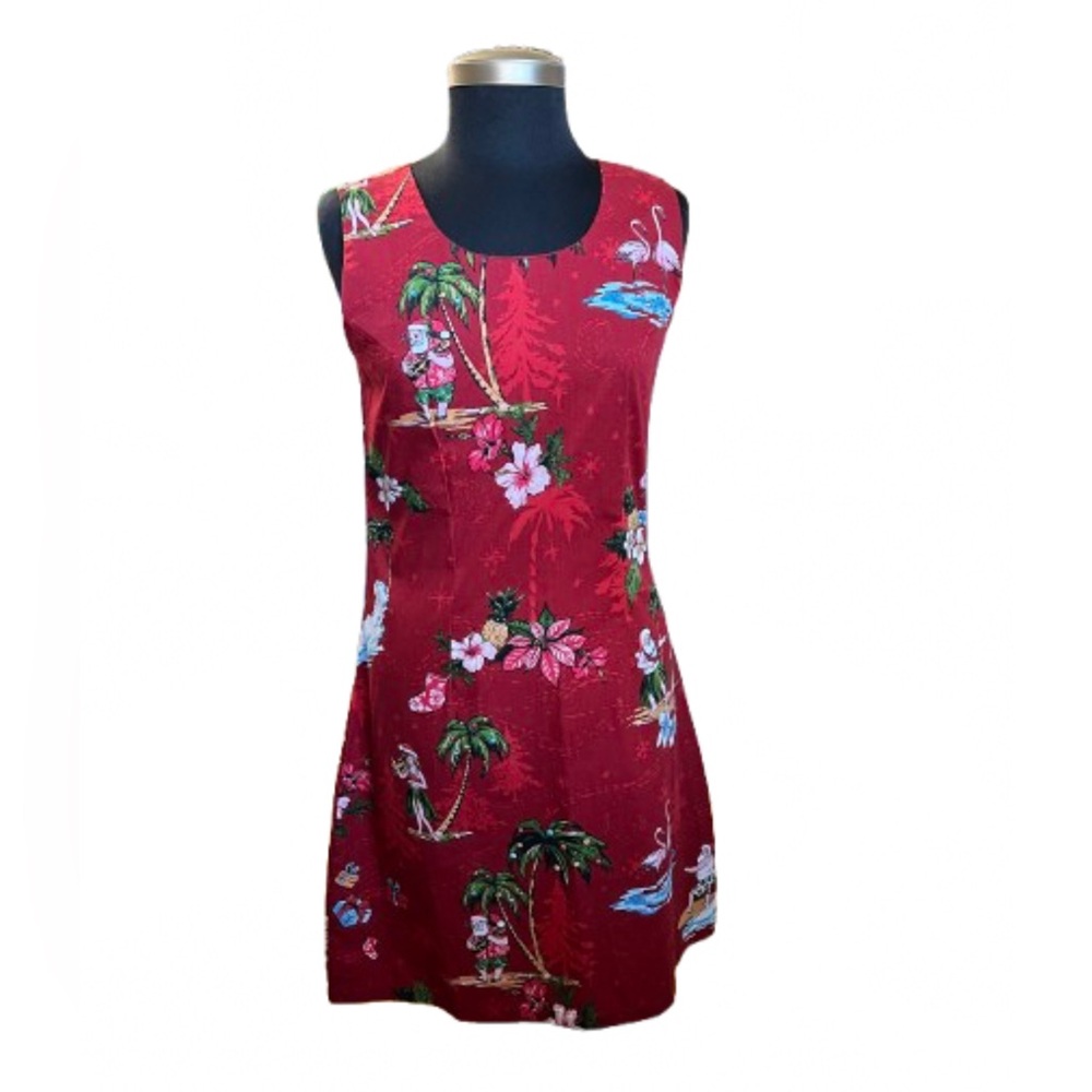Hawaii Hangover Tropical Holiday Print Fitted Sleeveless Dress Size M